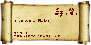 Szarvasy Máté névjegykártya