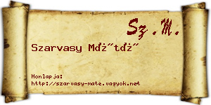 Szarvasy Máté névjegykártya