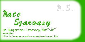 mate szarvasy business card